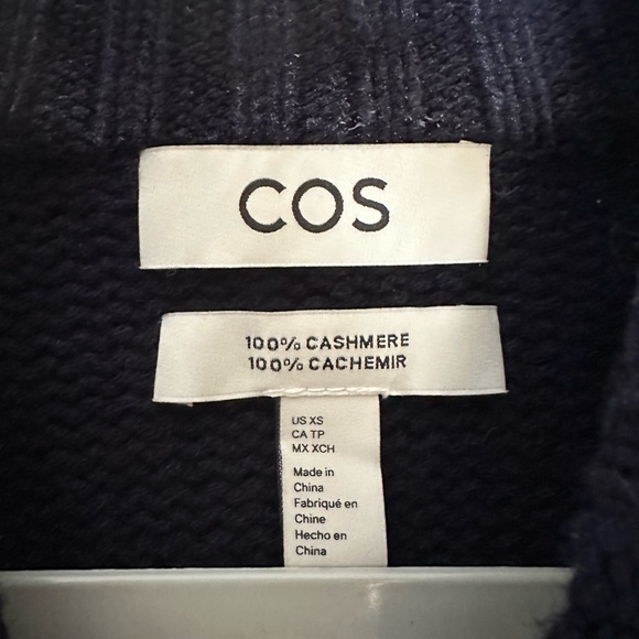 COS Chunky Pure Cashmere Crew Neck Jumper Sweater Navy - Picture 8 of 11